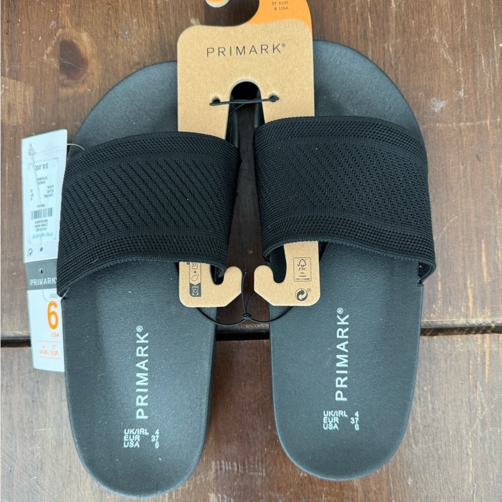PRIMARK Black Stretch Slides